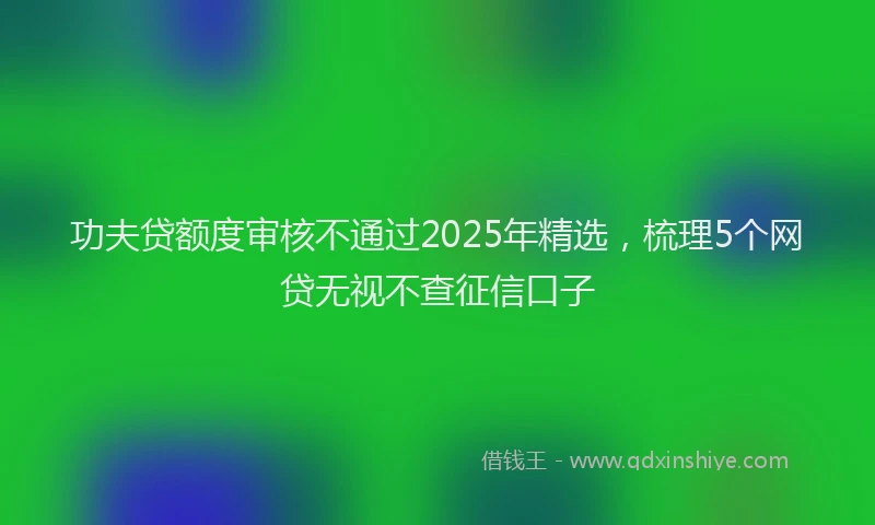 功夫贷额度审核不通过2025年精选，梳理5个网贷无视不查征信口子