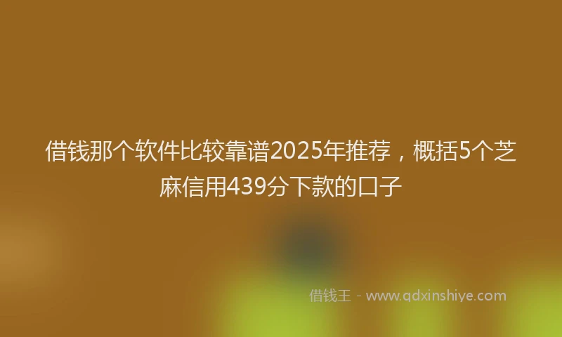 借钱那个软件比较靠谱2025年推荐，概括5个芝麻信用439分下款的口子