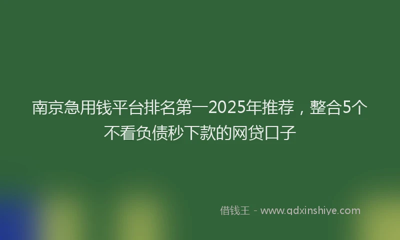 南京急用钱平台排名第一2025年推荐，整合5个不看负债秒下款的网贷口子