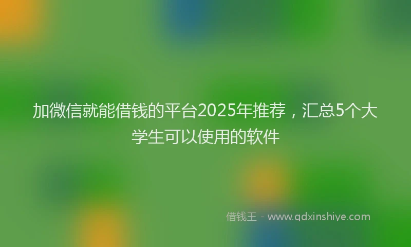 加微信就能借钱的平台2025年推荐，汇总5个大学生可以使用的软件