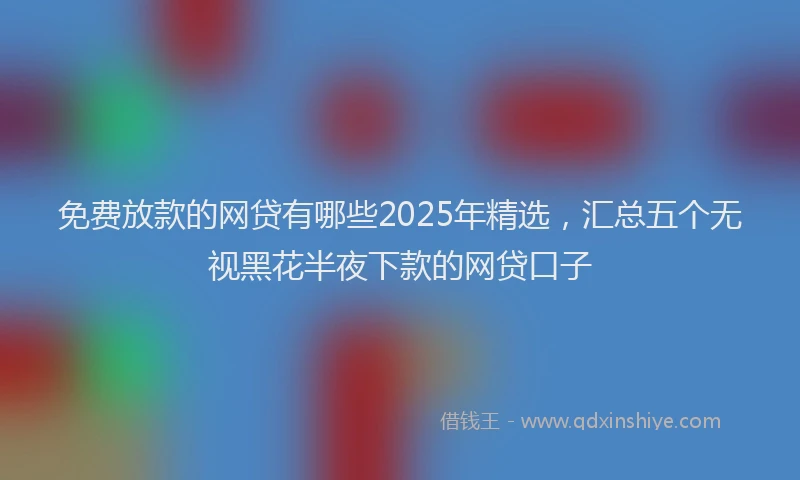 免费放款的网贷有哪些2025年精选，汇总五个无视黑花半夜下款的网贷口子