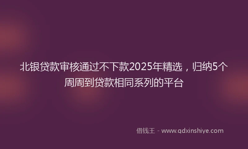 北银贷款审核通过不下款2025年精选，归纳5个周周到贷款相同系列的平台