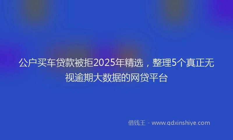 公户买车贷款被拒2025年精选，整理5个真正无视逾期大数据的网贷平台