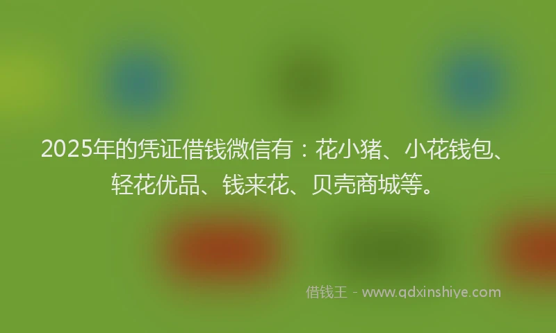 2025年的凭证借钱微信有：花小猪、小花钱包、轻花优品、钱来花、贝壳商城等。