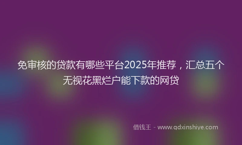 免审核的贷款有哪些平台2025年推荐，汇总五个无视花黑烂户能下款的网贷