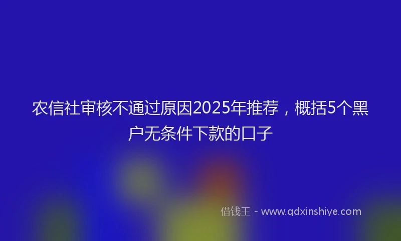 农信社审核不通过原因2025年推荐，概括5个黑户无条件下款的口子