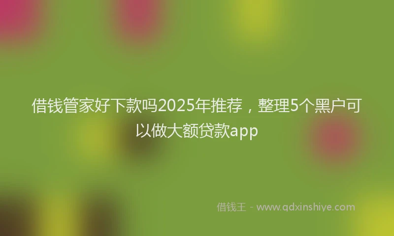 借钱管家好下款吗2025年推荐，整理5个黑户可以做大额贷款app