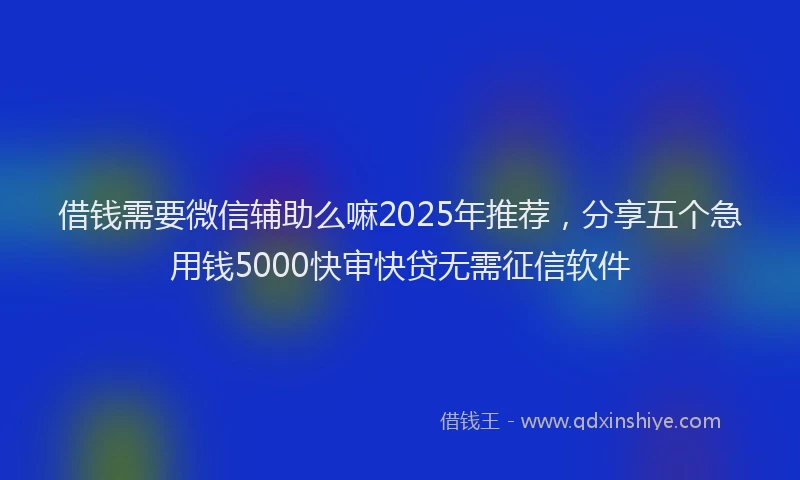 借钱需要微信辅助么嘛2025年推荐，分享五个急用钱5000快审快贷无需征信软件