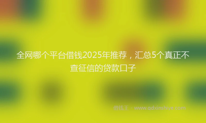 全网哪个平台借钱2025年推荐，汇总5个真正不查征信的贷款口子
