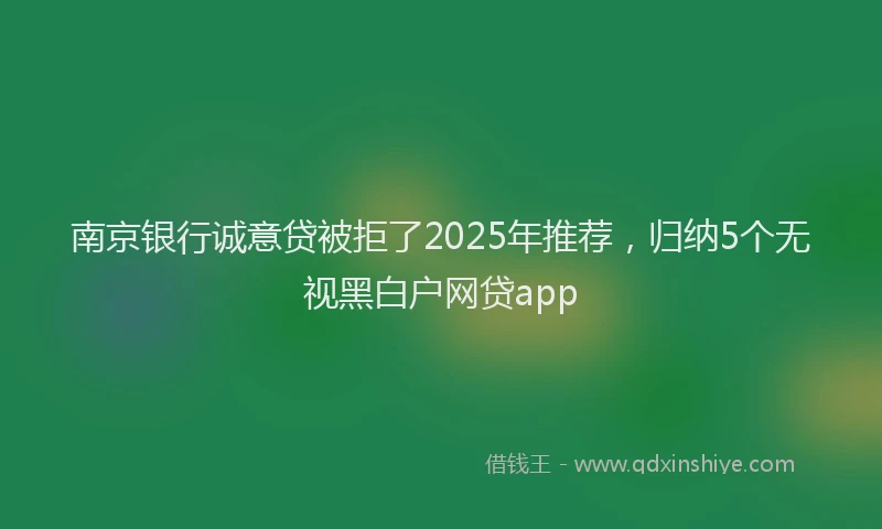 南京银行诚意贷被拒了2025年推荐，归纳5个无视黑白户网贷app