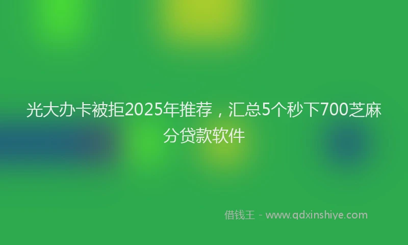 光大办卡被拒2025年推荐，汇总5个秒下700芝麻分贷款软件