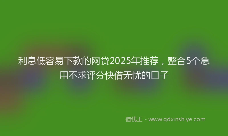 利息低容易下款的网贷2025年推荐，整合5个急用不求评分快借无忧的口子