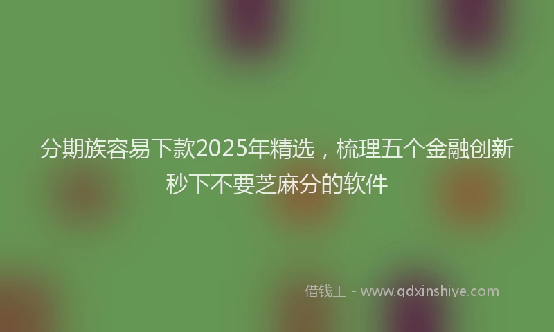 分期族容易下款2025年精选，梳理五个金融创新秒下不要芝麻分的软件