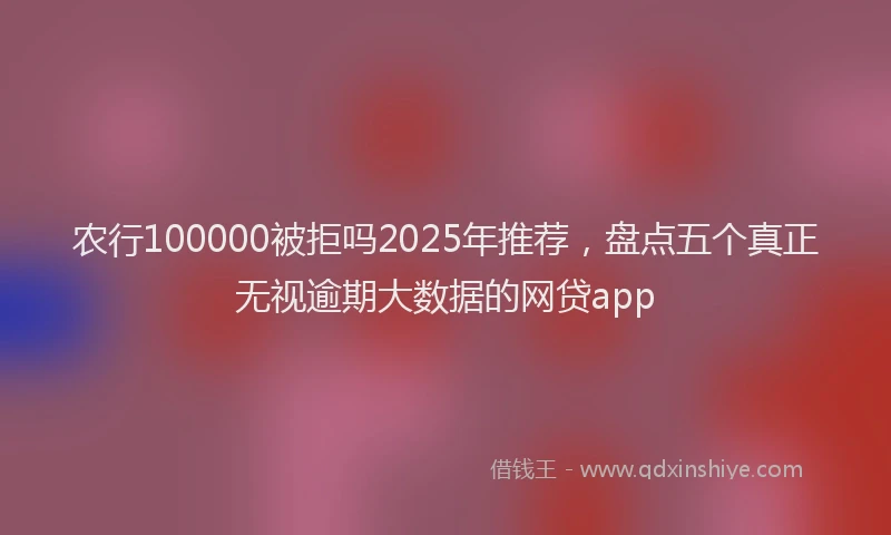 农行100000被拒吗2025年推荐，盘点五个真正无视逾期大数据的网贷app