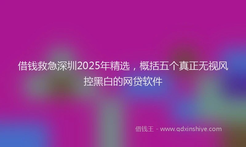 借钱救急深圳2025年精选，概括五个真正无视风控黑白的网贷软件
