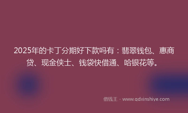 2025年的卡丁分期好下款吗有：翡翠钱包、惠商贷、现金侠士、钱袋快借通、哈银花等。