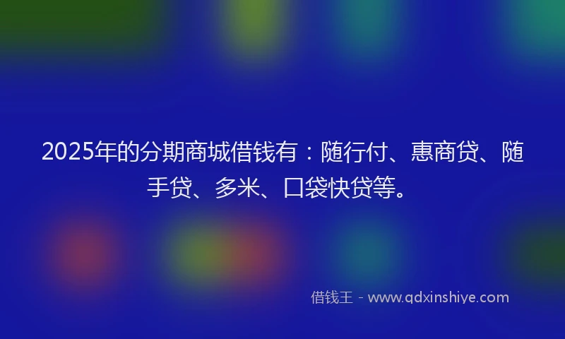 2025年的分期商城借钱有：随行付、惠商贷、随手贷、多米、口袋快贷等。