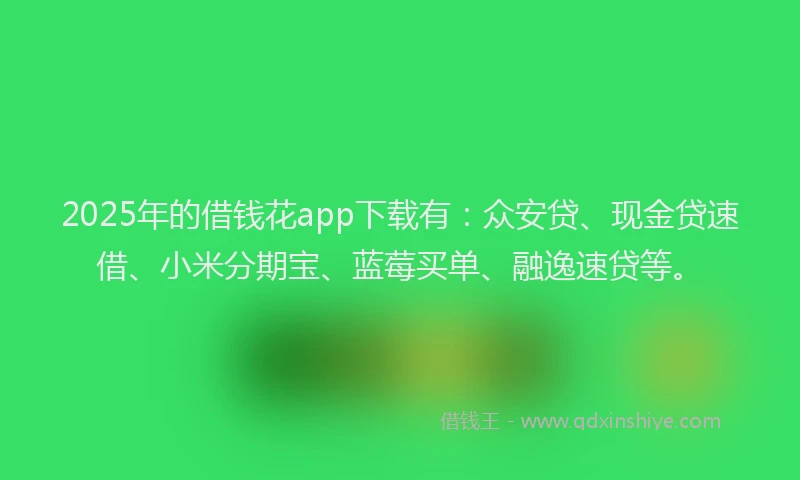 2025年的借钱花app下载有：众安贷、现金贷速借、小米分期宝、蓝莓买单、融逸速贷等。