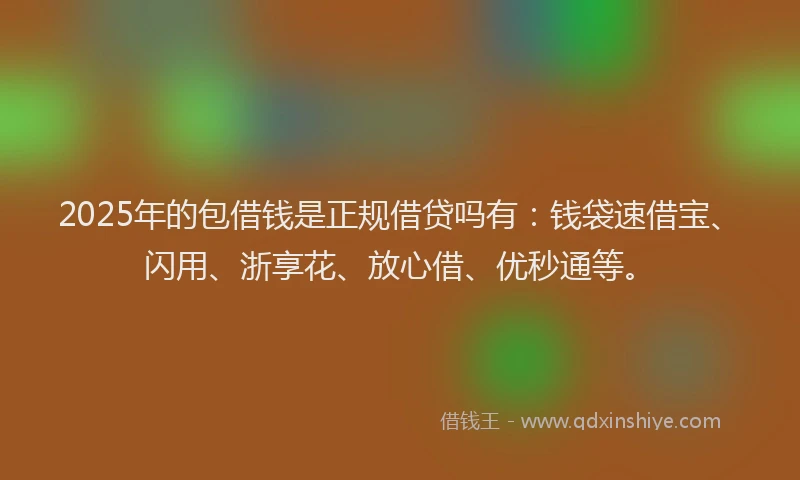 2025年的包借钱是正规借贷吗有：钱袋速借宝、闪用、浙享花、放心借、优秒通等。