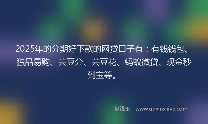2025年的分期好下款的网贷口子有：有钱钱包、独品易购、芸豆分、芸豆花、蚂蚁微贷、现金秒到宝等。