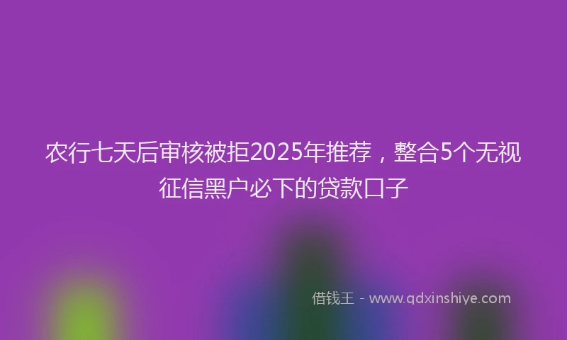 农行七天后审核被拒2025年推荐，整合5个无视征信黑户必下的贷款口子