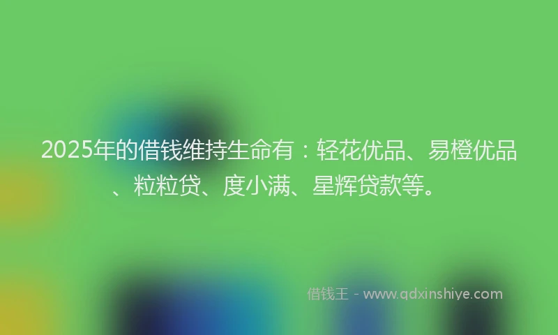 2025年的借钱维持生命有：轻花优品、易橙优品、粒粒贷、度小满、星辉贷款等。