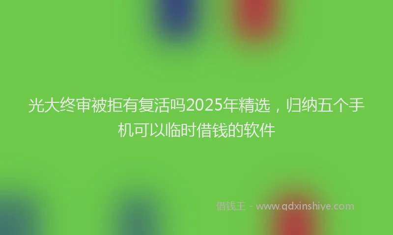 光大终审被拒有复活吗2025年精选，归纳五个手机可以临时借钱的软件