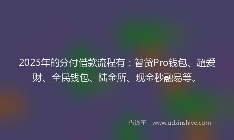 2025年的分付借款流程有：智贷Pro钱包、超爱财、全民钱包、陆金所、现金秒融易等。