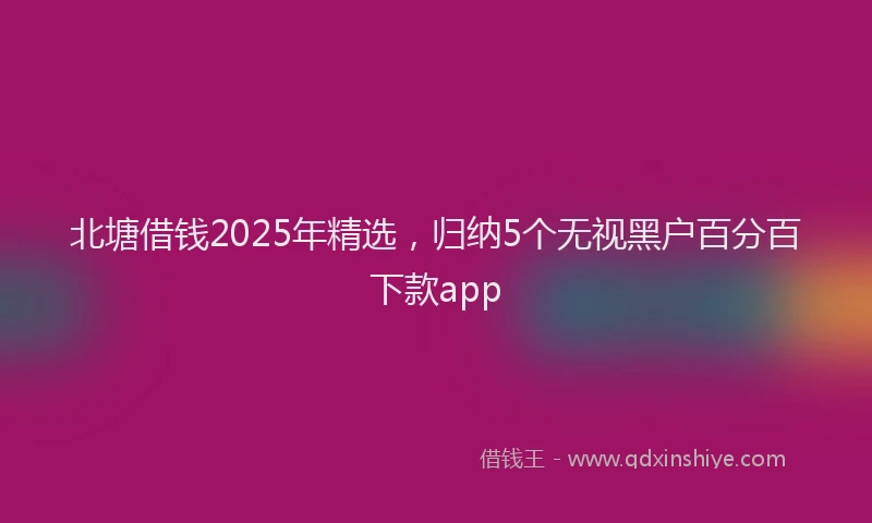 北塘借钱2025年精选，归纳5个无视黑户百分百下款app