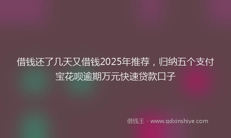 借钱还了几天又借钱2025年推荐，归纳五个支付宝花呗逾期万元快速贷款口子