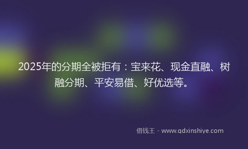 2025年的分期全被拒有：宝来花、现金直融、树融分期、平安易借、好优选等。