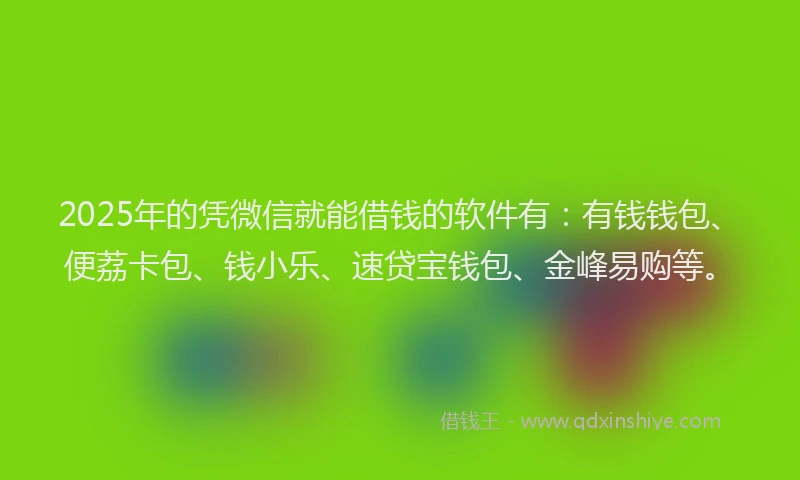 2025年的凭微信就能借钱的软件有：有钱钱包、便荔卡包、钱小乐、速贷宝钱包、金峰易购等。