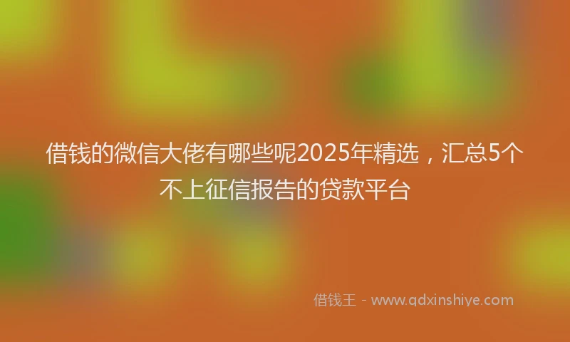 借钱的微信大佬有哪些呢2025年精选，汇总5个不上征信报告的贷款平台