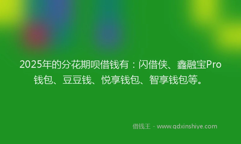 2025年的分花期呗借钱有：闪借侠、鑫融宝Pro钱包、豆豆钱、悦享钱包、智享钱包等。