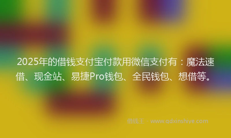 2025年的借钱支付宝付款用微信支付有：魔法速借、现金站、易捷Pro钱包、全民钱包、想借等。