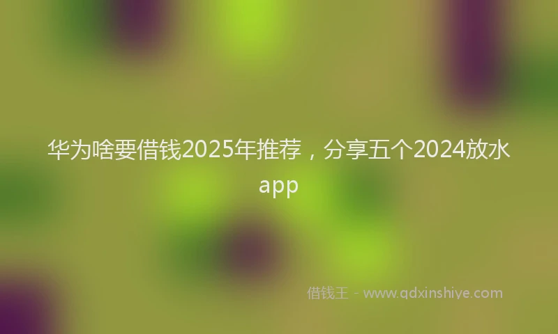 华为啥要借钱2025年推荐，分享五个2024放水app