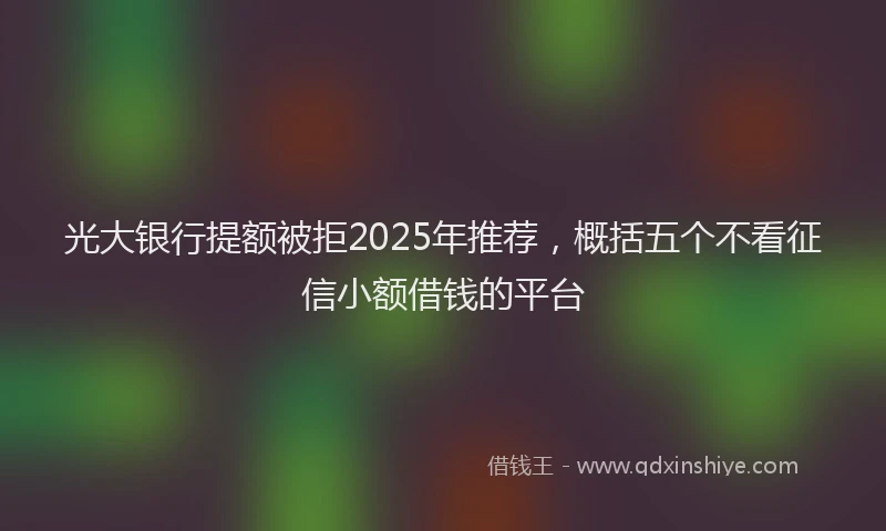 光大银行提额被拒2025年推荐，概括五个不看征信小额借钱的平台