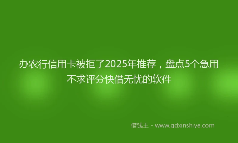办农行信用卡被拒了2025年推荐，盘点5个急用不求评分快借无忧的软件