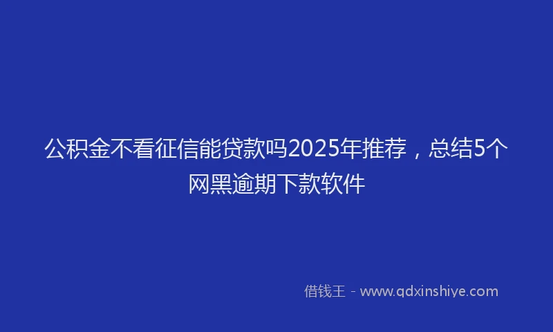 公积金不看征信能贷款吗2025年推荐，总结5个网黑逾期下款软件