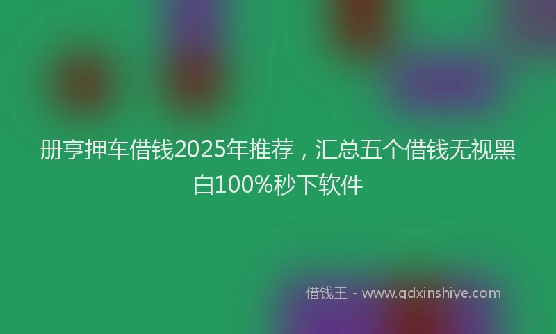 册亨押车借钱2025年推荐，汇总五个借钱无视黑白100%秒下软件