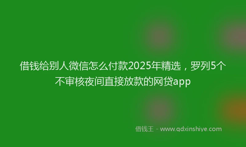 借钱给别人微信怎么付款2025年精选，罗列5个不审核夜间直接放款的网贷app
