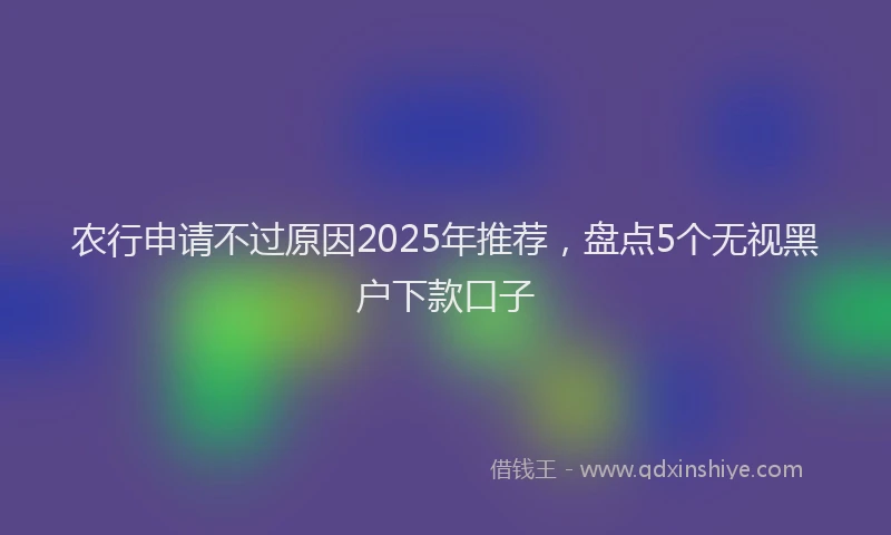 农行申请不过原因2025年推荐，盘点5个无视黑户下款口子