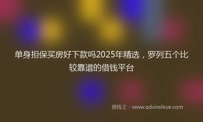 单身担保买房好下款吗2025年精选，罗列五个比较靠谱的借钱平台