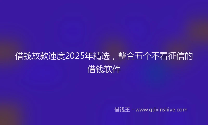 借钱放款速度2025年精选，整合五个不看征信的借钱软件