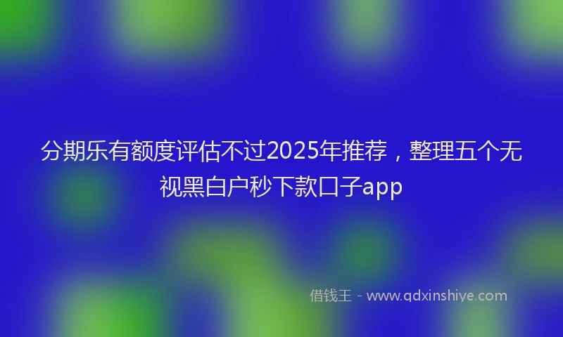 分期乐有额度评估不过2025年推荐，整理五个无视黑白户秒下款口子app