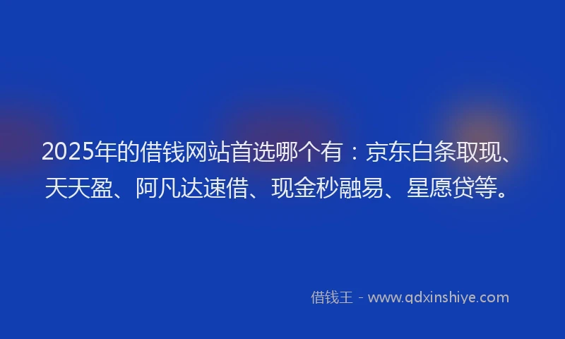 2025年的借钱网站首选哪个有：京东白条取现、天天盈、阿凡达速借、现金秒融易、星愿贷等。