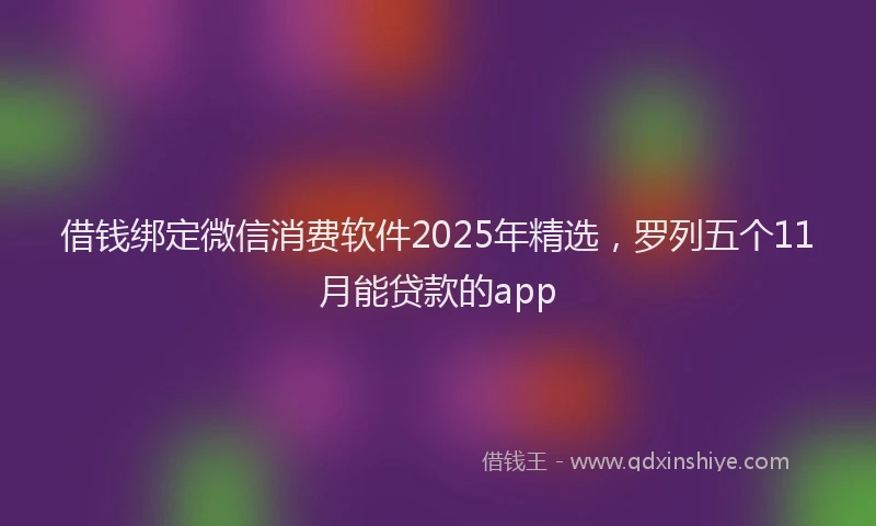 借钱绑定微信消费软件2025年精选，罗列五个11月能贷款的app