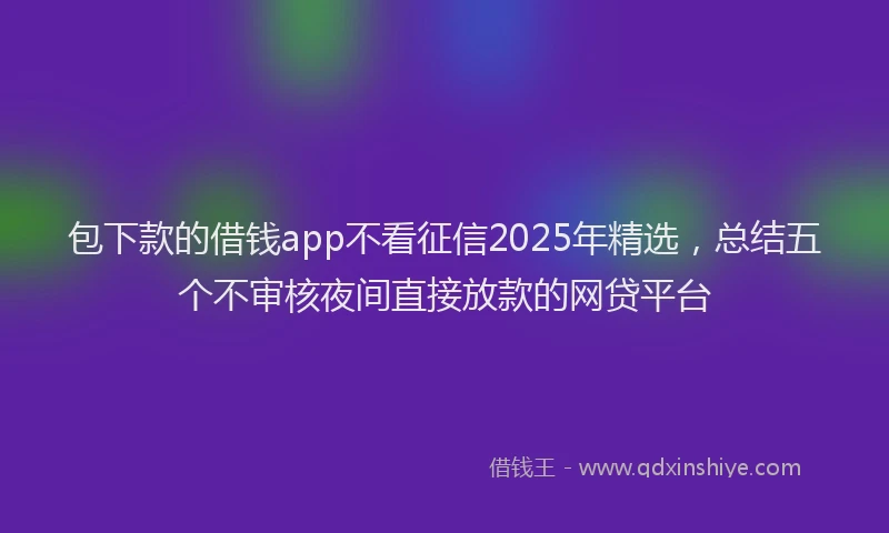 包下款的借钱app不看征信2025年精选，总结五个不审核夜间直接放款的网贷平台