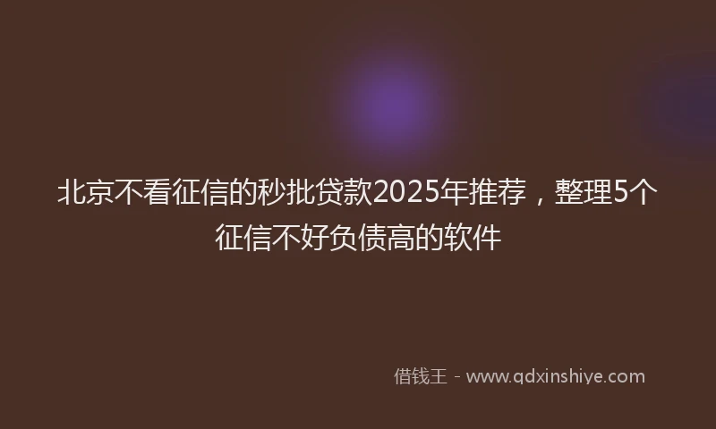 北京不看征信的秒批贷款2025年推荐，整理5个征信不好负债高的软件