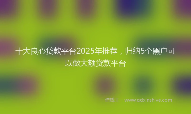 十大良心贷款平台2025年推荐，归纳5个黑户可以做大额贷款平台